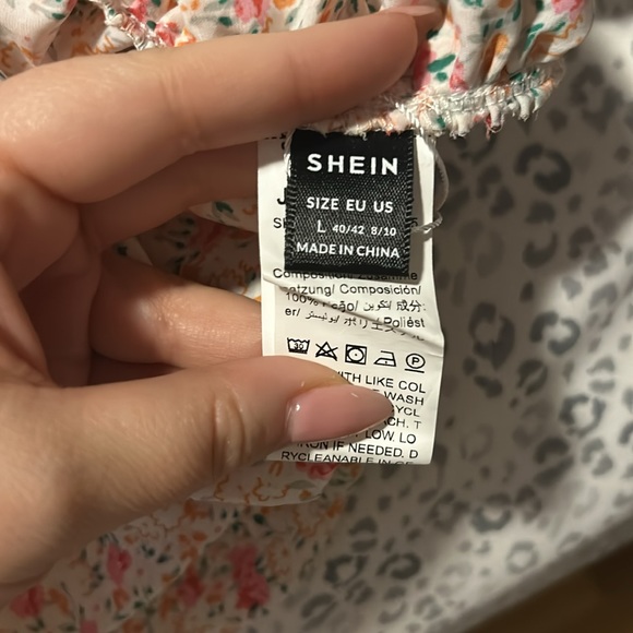 stretch Floral Pink & White Sun Dress - Large - Picture 4 of 5